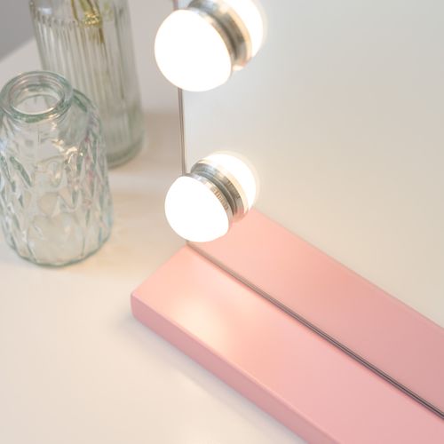 Miroir Maquillage Lumineux, 15 LED, 3 Modes, Rose, Métal, 58 X 48 X 12 Cm
