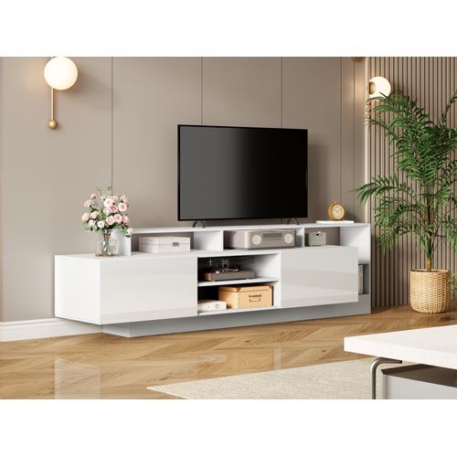 Armoire TV LED 137 Cm Avec 3 Tiroirs - Meuble TV Cuir De Tigre Moderne