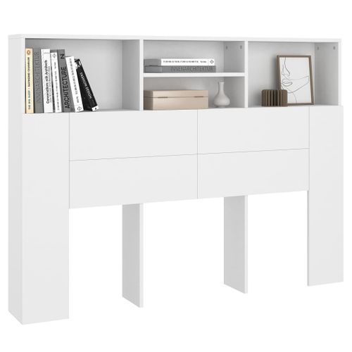 Tête De Lit Armoire De Tête De Lit - Blanc 140x19x103,5 Cm