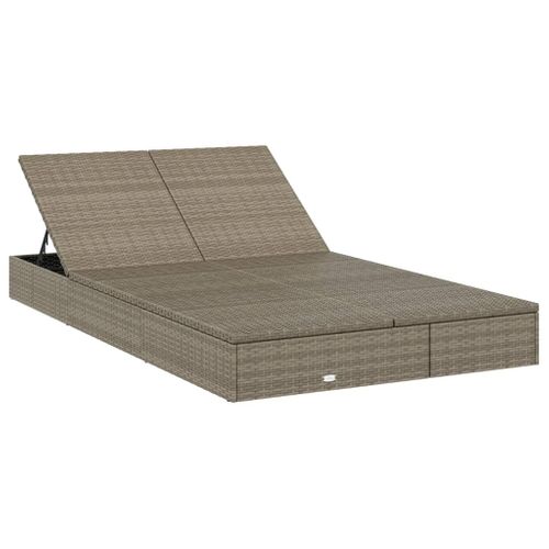 Bain De Soleil - Transat Chaise Longue à 2 Places Avec Coussins Gris Résine Tressée