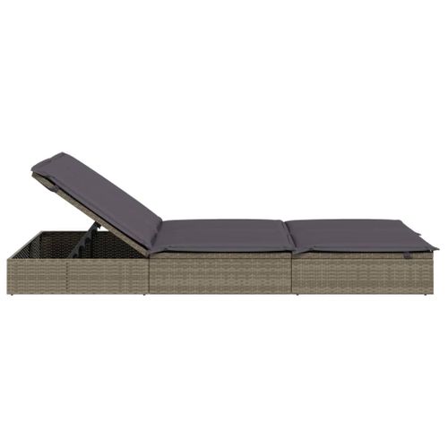 Bain De Soleil - Transat Chaise Longue à 2 Places Avec Coussins Gris Résine Tressée