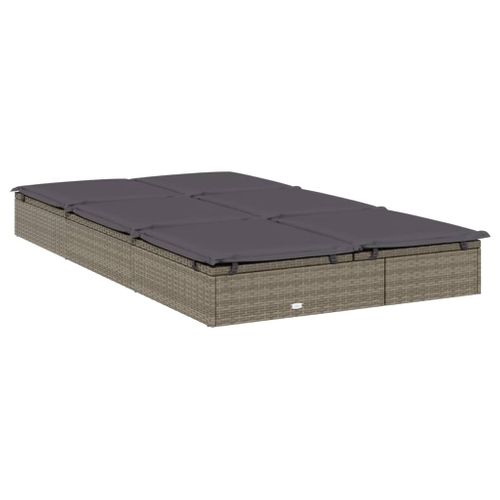 Bain De Soleil - Transat Chaise Longue à 2 Places Avec Coussins Gris Résine Tressée