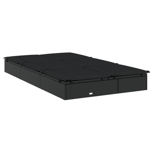 Bain De Soleil - Transat Chaise Longue à 2 Places Avec Coussins Noir Résine Tressée