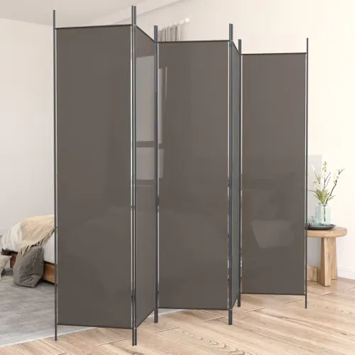 Paravent Cloison De Séparation 5 Panneaux Anthracite 250x200 Cm Tissu