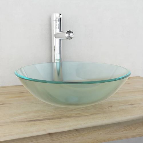 Lavabo à Poser Vasque Salle De Bain - Verre Trempé 42 Cm Givré