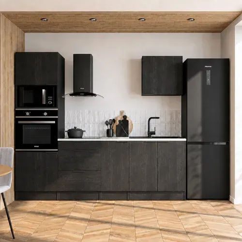 Ensemble Cuisine ANNA - Noir - Colonne L.240 cm