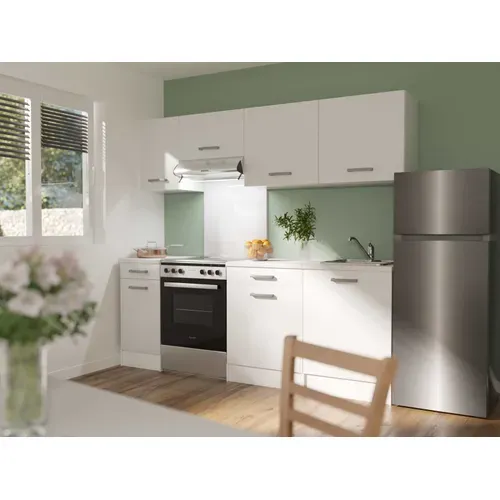Ensemble Cuisine UNO - Blanc mat - L.220 cm