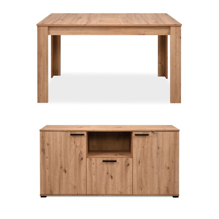 LOT BUFFET + TABLE PANAMA Imitation chêne