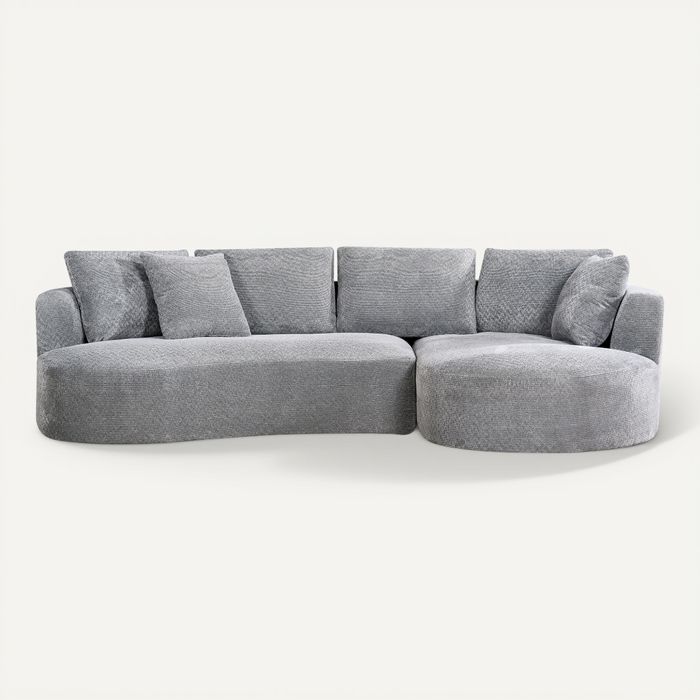 Canapé d'angle droit INES tissu gris
