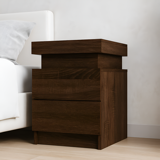 Tables De Chevet Et Lumières LED 2 Pièces Chêne Marron 35x39x55 Cm