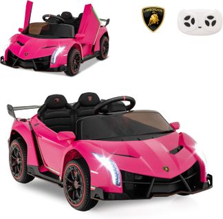 12v Lamborghini Voiture Electrique Enfants Avec Télécommande 2,4g, Charge 30kg Pour 3-8 Ans (rose)
