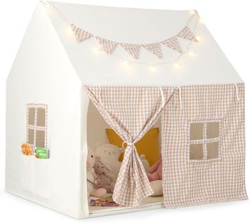 Tente De Jeux Enfant Avec Guirlandes Lumineuses Étoiles, Pour 3 Enfants De 3-8 Ans, 125x100x127cm