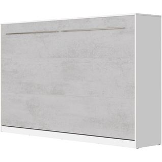 Armoire Lit Escamotable 120x200 cm Supérieur Horizontal Mural Blanc/béton