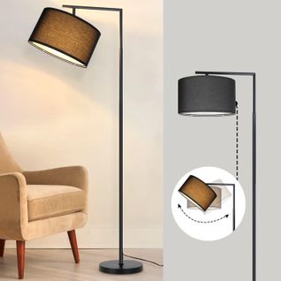 Lampadaire Salon Noir Tissu Douille E27 Max 40w Avec Interrupteur Au Pied Lampe De Lit 166cm