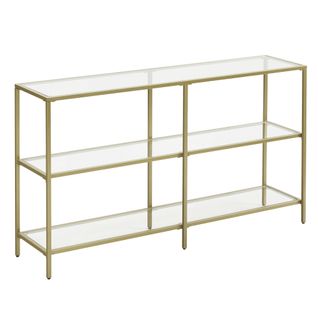 Table Console, à 3 Niveaux, En Verre Trempé, 130 X 30 X 73 Cm, Doré