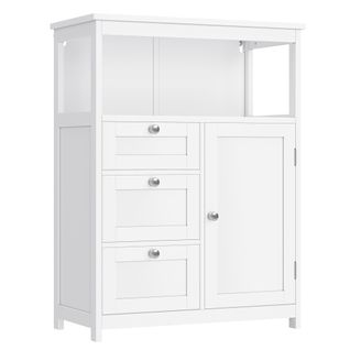 Meuble De Salle De Bain, Avec 3 Tiroirs, Étagères Réglables, 60 X 30 X 80 Cm -  Blanc