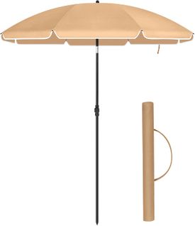 Parasol De Jardin Ø 2 M, Ombrelle, Protection Upf 50+, Inclinable, Portable, Résistant Au Vent