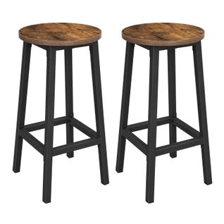 Tabouret De Bar, Lot De 2, Hauteur 65 Cm, Style Industriel, Marron Rustique