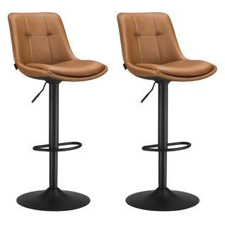 Tabourets De Bar, Lot De 2, Siège Pivotant à Hauteur Réglable, Avec Repose-pieds, Marron Caramel