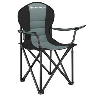 Chaise Camping Pliante, Avec Assise Confortable En Éponge, Porte-gobelet, Vert Et Noir