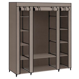 Armoire De Rangement En Tissu, 45 X 150 X 175 Cm, 12 Compartiments, Cadre En Métal, Taupe