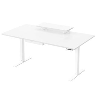 Bureau Électrique Réglable En Hauteur,rappel De Sédentarité, Pour Télétravail, Blanc Nuage