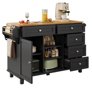 Chariot De Service - Noir - Design Moderne - Mobile Et Fixe - 134x46x92 Cm