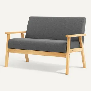 Canapé 2 Places Scandinave En Tissu Lin,banquette Fauteuil,107x60x76cm,gris