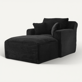 Méridienne Confort Sans Montage,chaise Longue Moderne Tissu En Velours Côtelé,noir