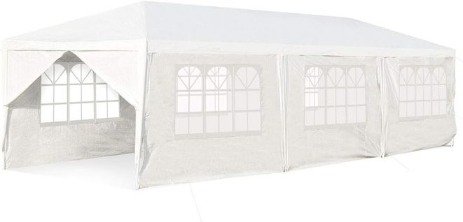 Tonnelle De Jardin/barnum 3x9m-27㎡ Tente De Réception Avec 6 Parois Amovibles 2 Porte Fenêtre
