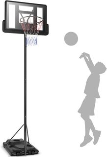 Panier De Basket-ball Sur Pied 97x65x360cm Hauteur Réglable 3,05m à Roulettes Rempli Eau/sable Filet