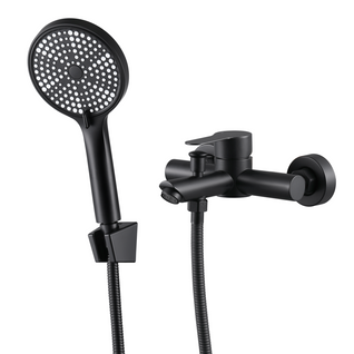 Robinet Mitigeur Rond à Tirette Noir Kit De Douche 3 Pièces