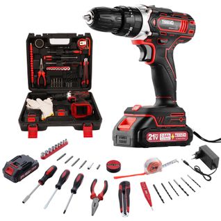 Perceuse/visseuse Sans Fil 21 V, Visseuse Sans Fil 45 Nm, Réglage Du Couple à 25+1 Niveaux,