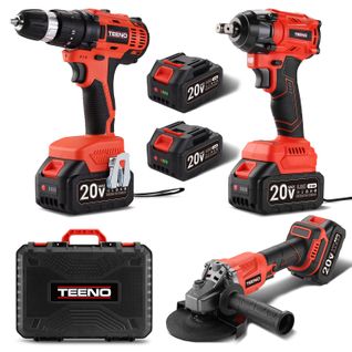 Ensemble D'outils 3 Pièces 20 V (meuleuse D'angle Lithium-ion + Perceuse Sans Mandrin + Perceuse À