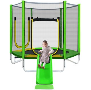 Trampoline Extérieur Pour Enfants Trampoline De Jardin Avec Toboggancapacité 100kg