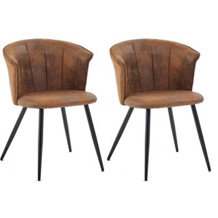 Lot De 2 Chaises De Salle À Manger Vintage Fauteuil Assise Et Dossier Rembourrée En Suédine