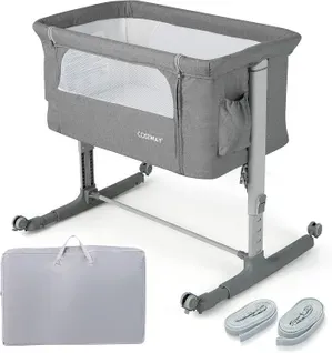 Lit Cododo Bébé 3 En 1 Avec Hauteur Réglable 5 Niveaux,charge 9kg, Gris Clair