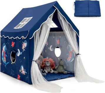 Tente De Jeux Pour Enfants Intérieur Avec Coussin Rembourré Amovible,bleu