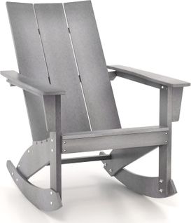 Chaise à Bascule Adirondack En Hdpe, Fauteuil De Jardin Extérieur Avec Accoudoir Et Dossier,gris