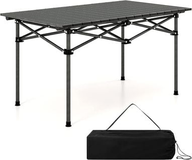 Table De Camping Pliante Portable Aluminium 4-6 Personnes 95 X 55cm Charge 60kg Noir