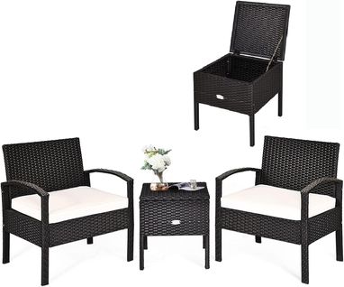 Ensemble De Meubles 3 Pièces Charge 160kg, 2 Fauteuils Table Basse Avec Coussins Accoudoirs (beige)