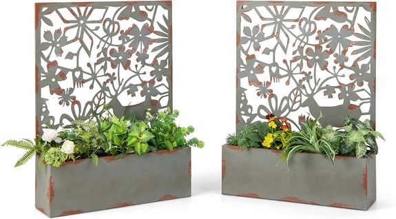 Jardinières Murales Décoratives Avec Treillis 2 PCs En Métal, Bac à Fleurs