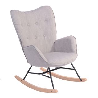 Fauteuil À Bascule En Tissu Gris Scandinave, Rocking Chair, pour Salon, Chambre