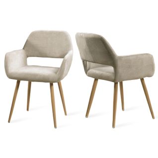 Lot De 2 Chaise De Salle À Manger Scandinave Tissu Beige, 56x56x78cm
