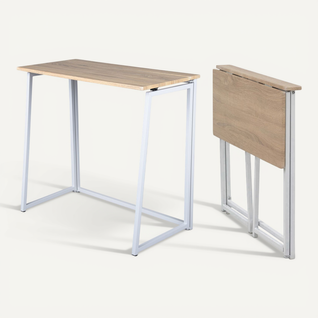 Bureau Pliant Industriel Bois Et Métal Blanc