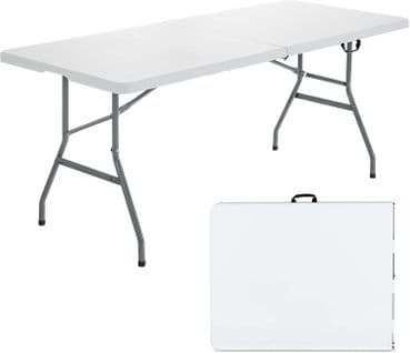 Table De Camping Table Pliante Transportable En Plastique 180 X 73 X 73 Cm Blanche