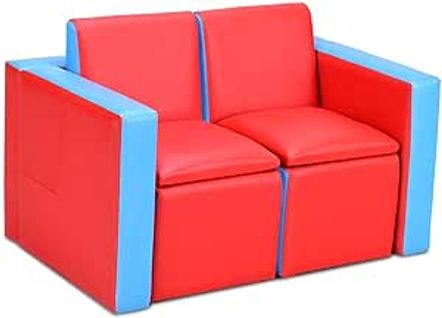 Sofa Enfant Canapé Lit Enfant Ensemble Table Et Chaise Enfants Transformable Rouge Et Bleu