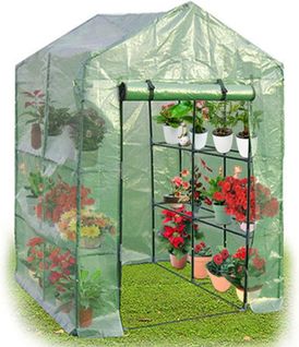 Serre De Jardinage Serre De Jardin Chaud Serre à Tomates Tente En Vert Transparent 143x143x195cm