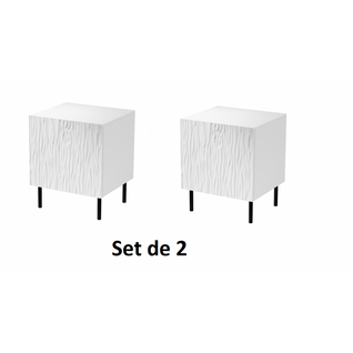 Table De Chevet Set De 2 Blanc Mat 44x54x41 Cm De Haute Qualité Younge