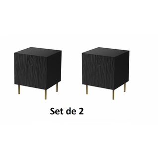 Table De Chevet Set De 2 Noir Mat 44x54x41 Cm De Haute Qualité Younge